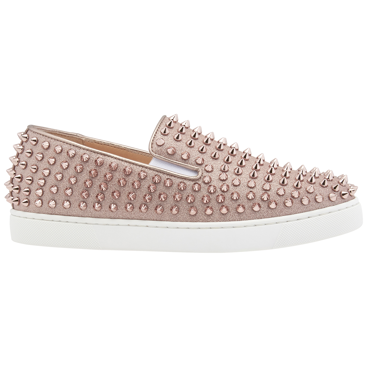 Christian Louboutin Pink Roller Boat Studded Flats