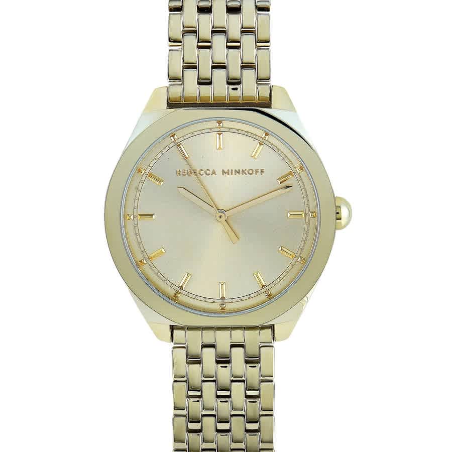 Shop Rebecca Minkoff Amari Quartz Gold Dial Ladies Watch 2200326 In Gold / Gold Tone