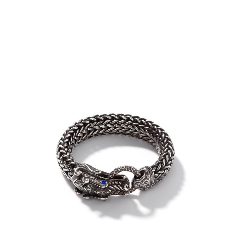 John Hardy Men's Sterling Silver Legends Naga Blue Sapphire Hammered Chain Bracelet In Silver-tone