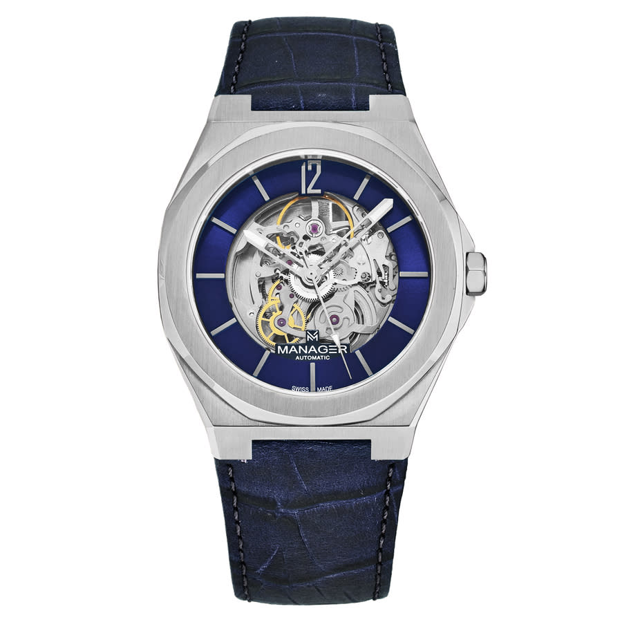 MANAGER OPEN BOX - MANAGER OPEN MIND AUTOMATIC BLUE DIAL MEN'S WATCH MAN-RO-03-SL