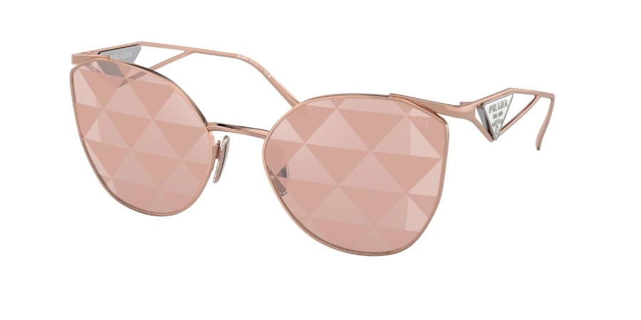 Prada Logo-decal Lense Sunglasses In Gold / Pink / Silver