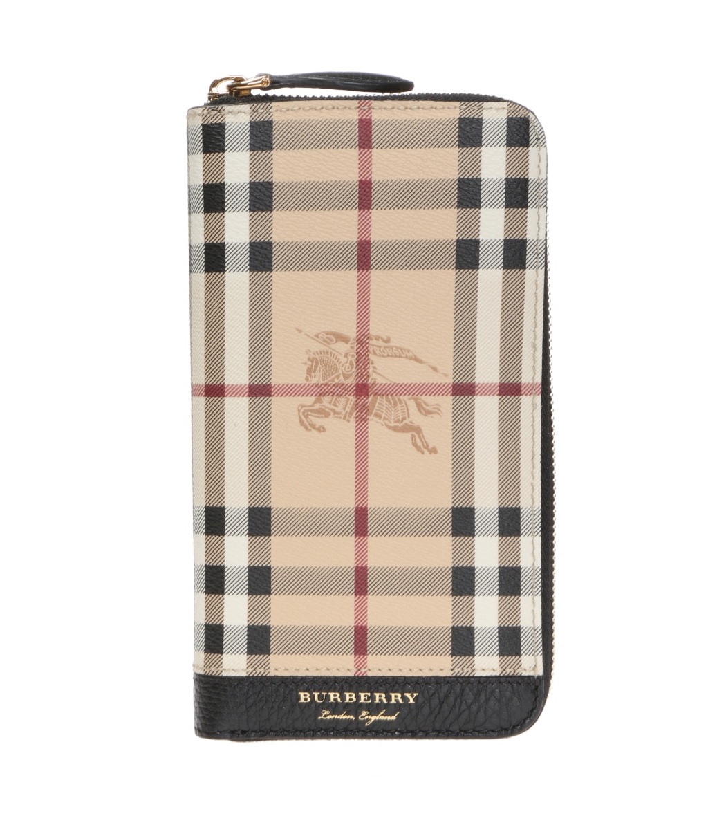 Burberry Mens Large Heymarket Check Zip-around Wallet