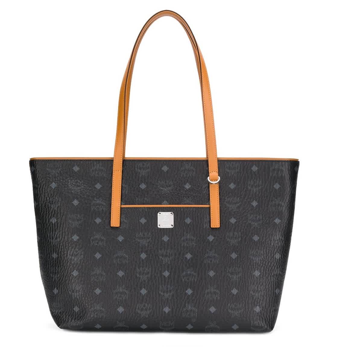 Mcm Ladies Anya Visetos Coated Canvas Tote Bag In Black ModeSens