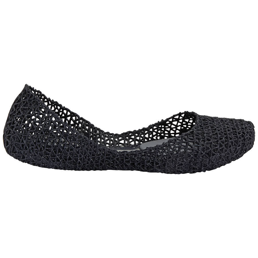 Melissa 'campana Papel Vii' Jelly Flat In Black