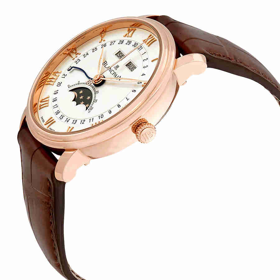 Shop Blancpain Villeret Moonphase White Dial Men's Watch 6654-3642-55b In Brown / Gold / Rose / White