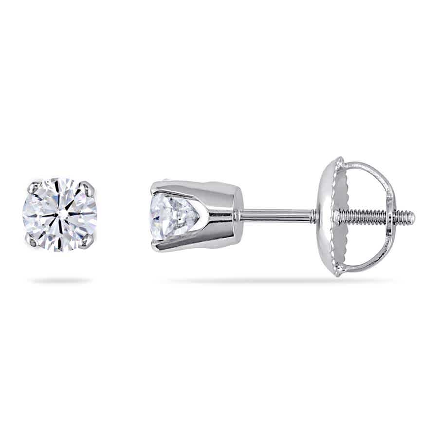Amour 1/2 Ct Tw Diamond Stud Earrings With Screwback In 14k White Gold In White Gold