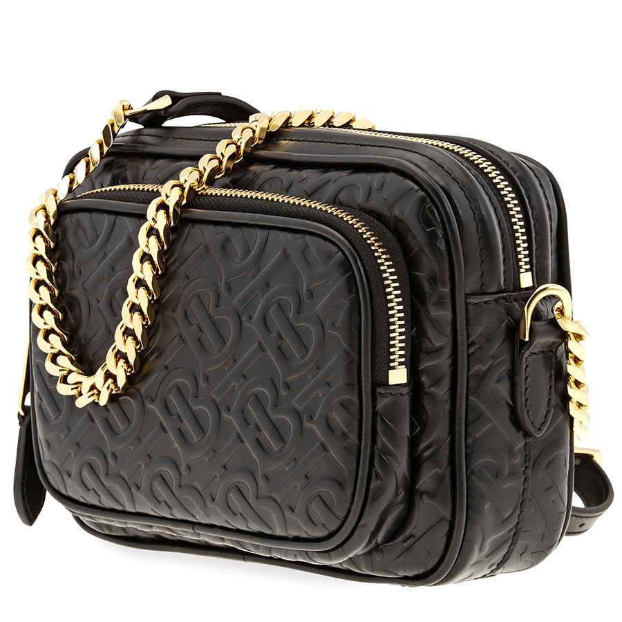 Burberry Monogram Leather Camera Bag In Black 8015241 In Black