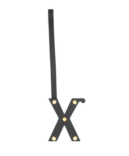 Burberry Letter X Stud Leather Charm In Black And Light Gold In Black/light Gold