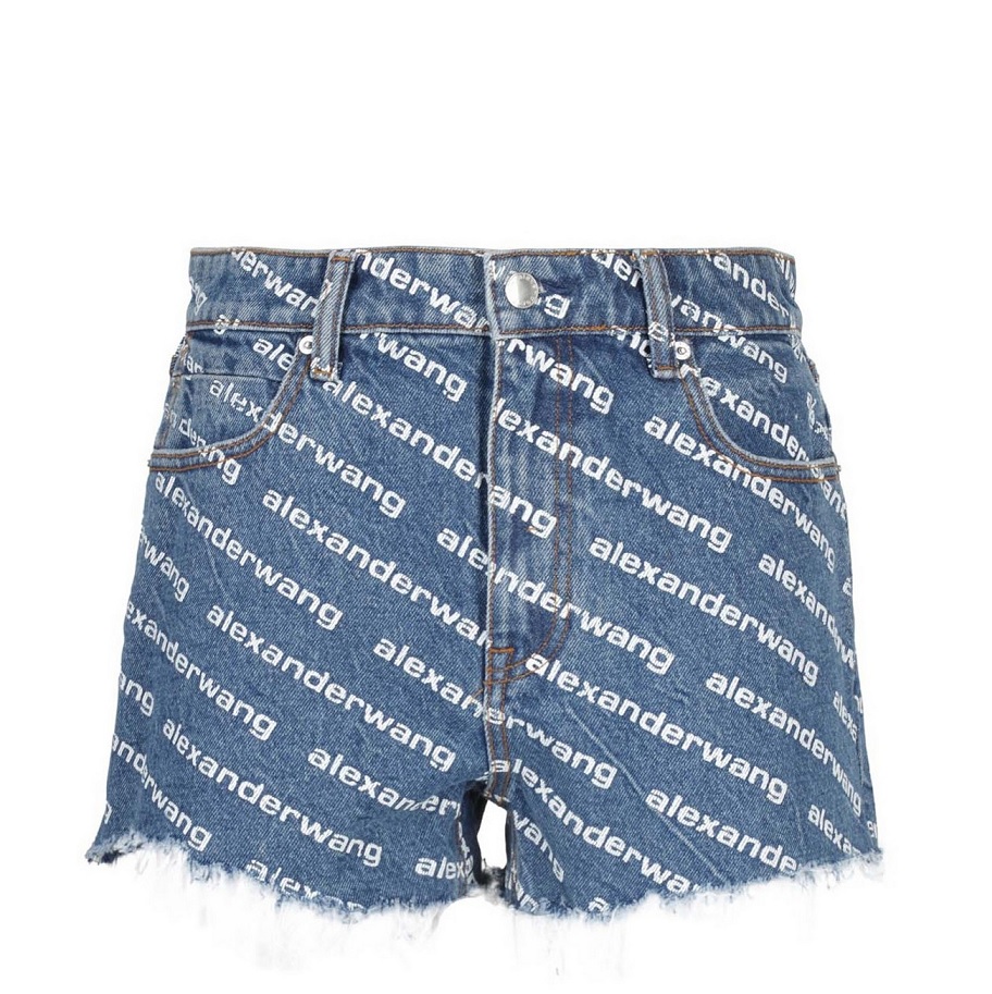 Alexander Wang T T By Alexander Wang Denim Shorts In Deep Blue/white