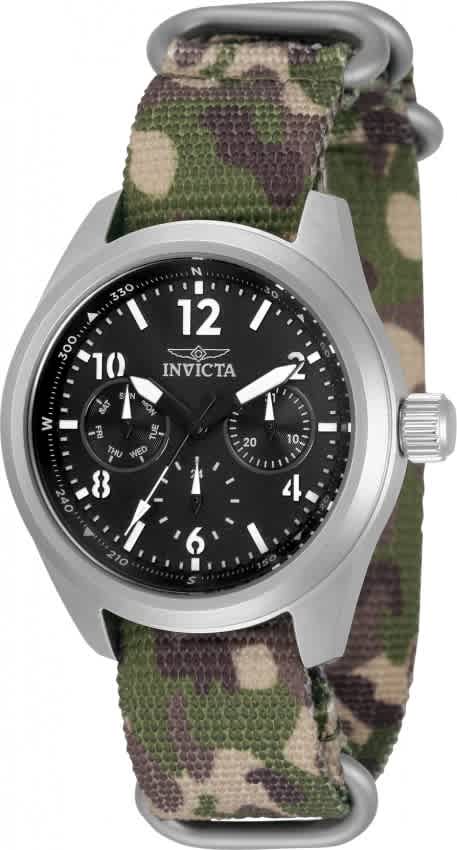 Invicta Coalition Forces Quartz Black Dial Ladies Watch 33628 In Black,silver Tone