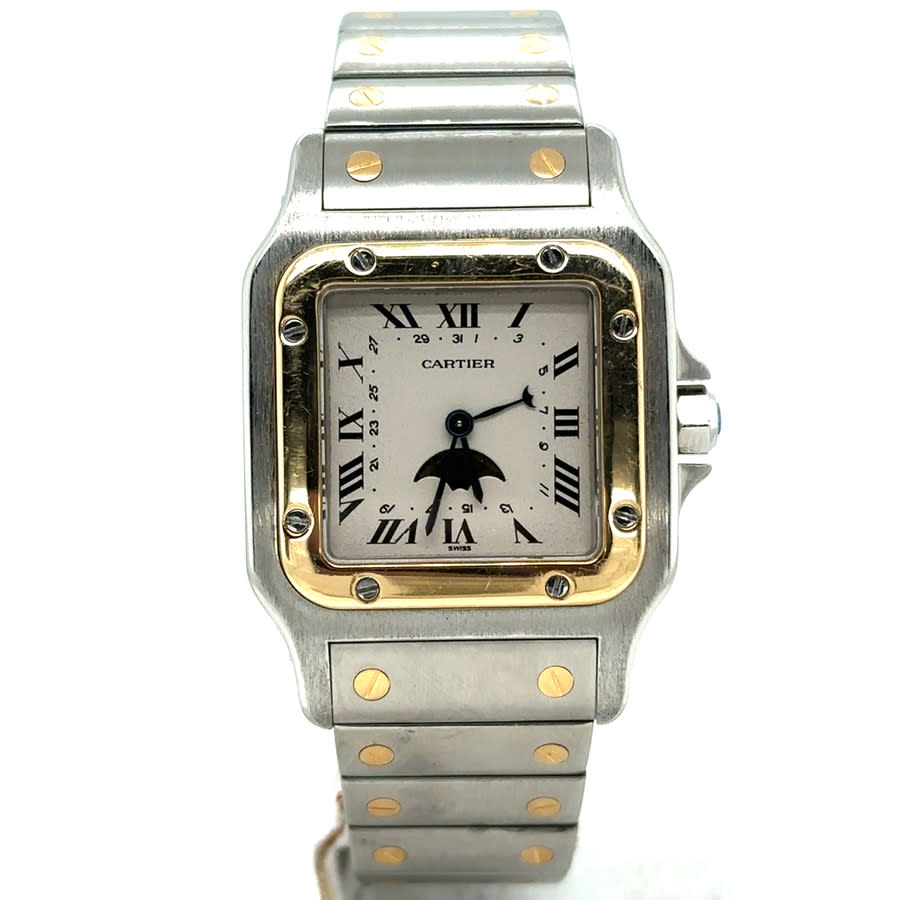 Pre-owned Cartier Santos Galbee Unisex Quartz Watch 119901 In Two Tone  / Champagne / Gold / Gold Tone / Yellow