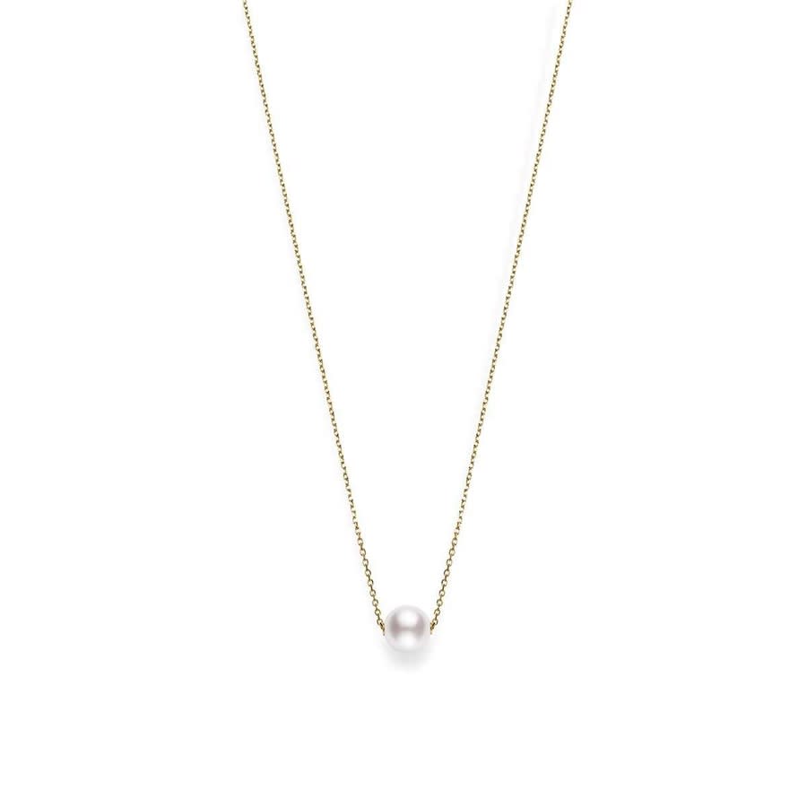 Mikimoto Cultured Pearl Station Necklace in White/Gold Pearl
