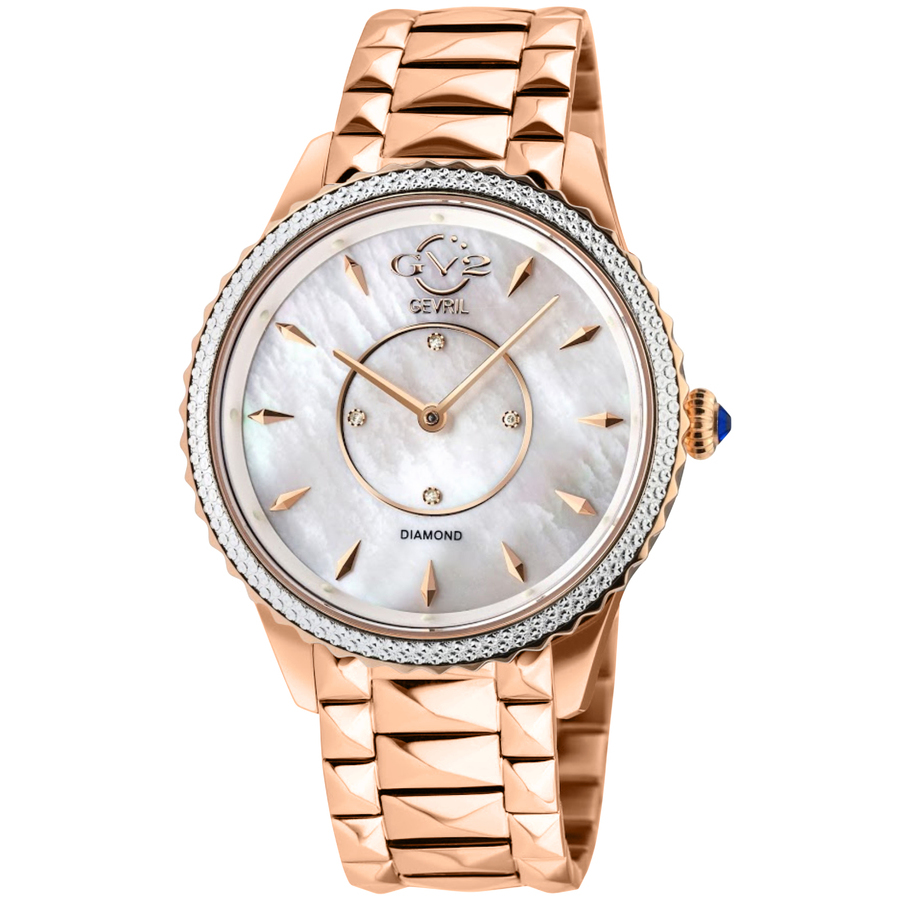 GV2 BY GEVRIL SIENA QUARTZ WHITE DIAL DIAMOND LADIES WATCH 11701-929