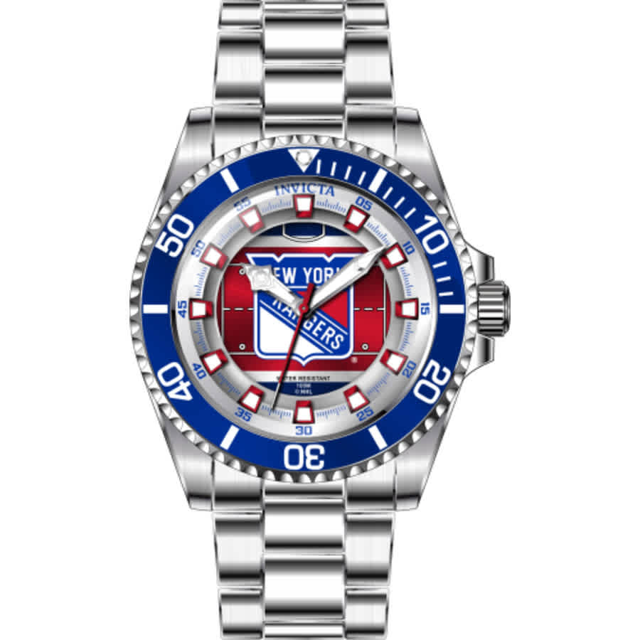 Shop Invicta Nhl New York Rangers Quartz Red Dial Ladies Watch 42211 In Red   / Blue / Silver / White