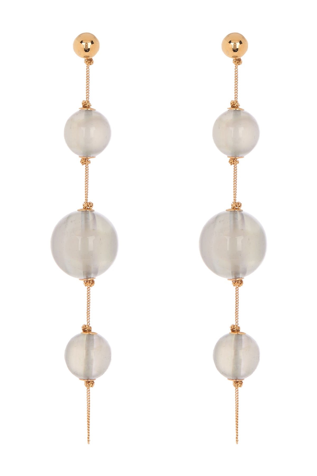 Burberry Triple Orb Chain Drop Earrings In Brown