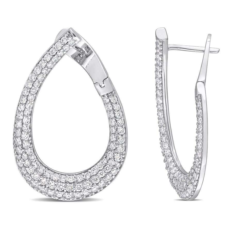 Amour 1 3/4 Ct Tdw Diamond Open Teardrop Earrings In 14k White Gold