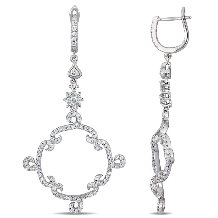 Amour 1 3/4 Ct Tw Diamond Vintage Earrings In 14k White Gold