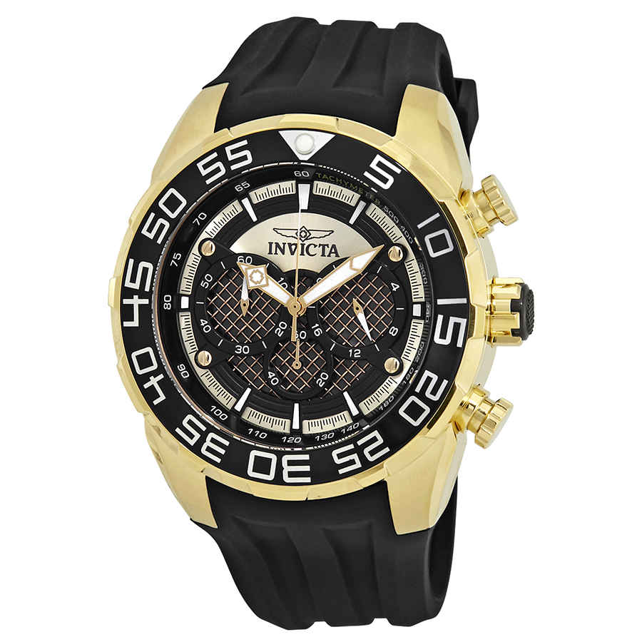 Invicta Speedway Chronograph Black Dial Mens Watch 26301 In Black,gold Tone,yellow