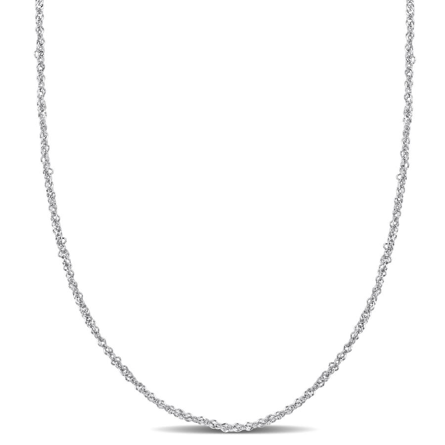 Amour 1.2mm Sparkling Singapore Chain Necklace In 14k White Gold- 18 In Yellow