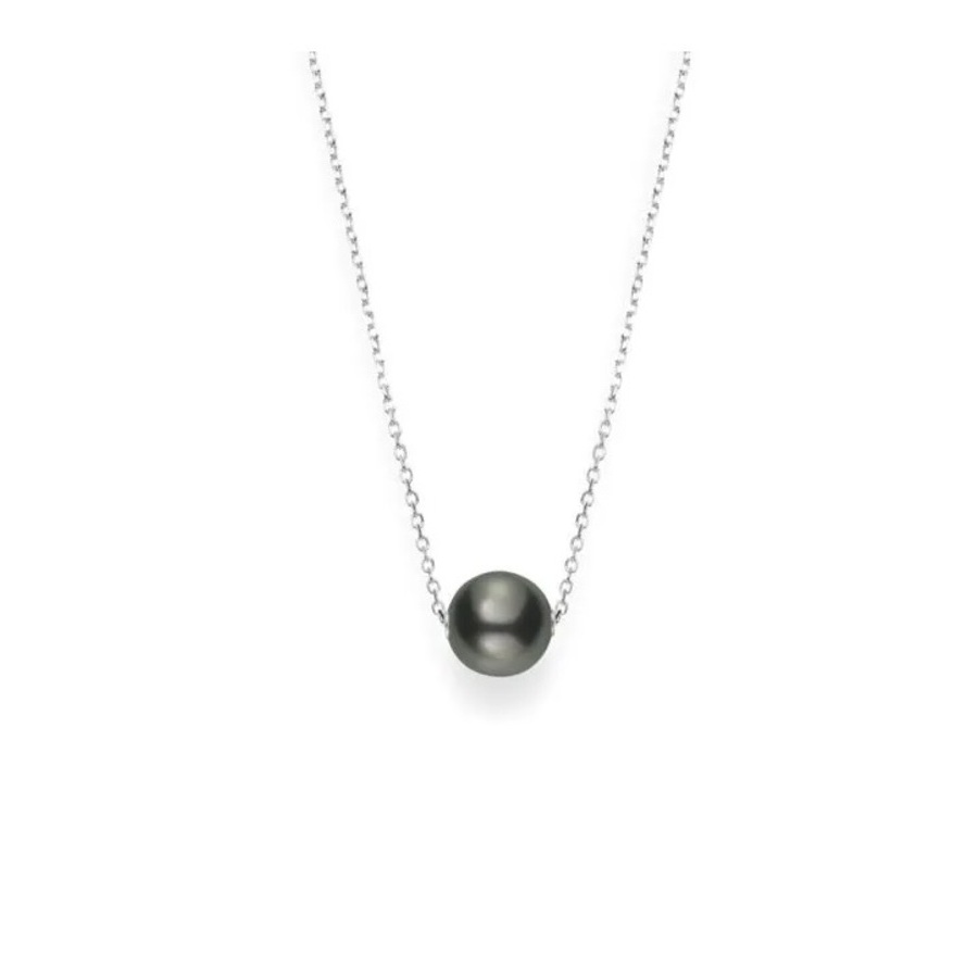Mikimoto Black South Sea White Gold Single Pearl Pendant Necklace 10mm - Mpq10059bxxw