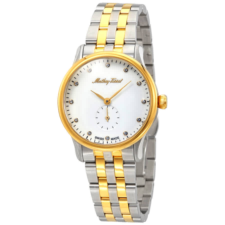 Mathey-tissot Edmond Metal Crystal White Dial Ladies Watch D1886mbi In Two Tone  / Gold / Gold Tone / White / Yellow