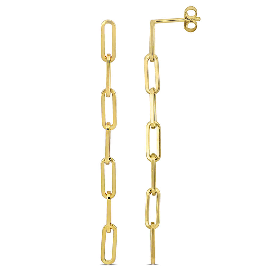 Amour Paperclip Link Drop Earrings In 14k Yellow Gold
