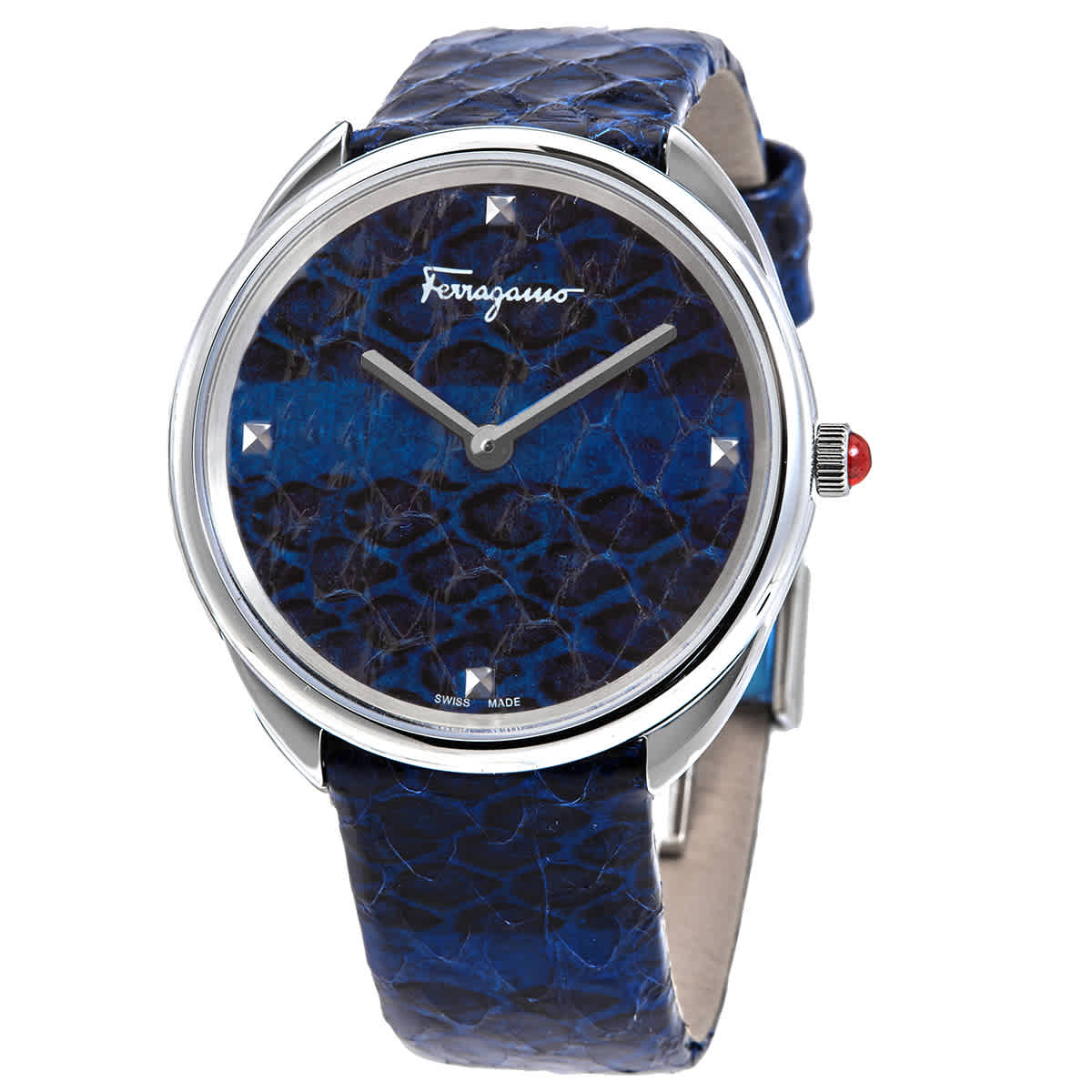 Ferragamo Cuir Quartz Blue Dial Ladies Watch Sfay00119 In Blue,silver Tone