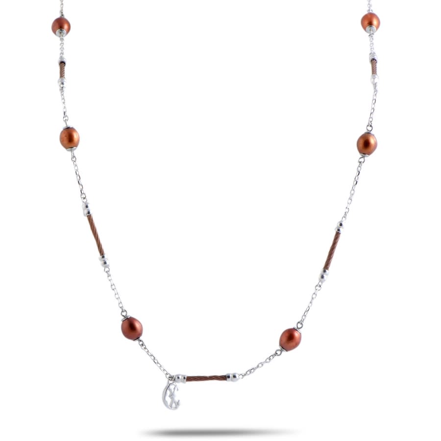 CHARRIOL CHARRIOL PEARL STAINLESS STEEL BRONZE PVD BROWN PEARLS LONG NECKLACE