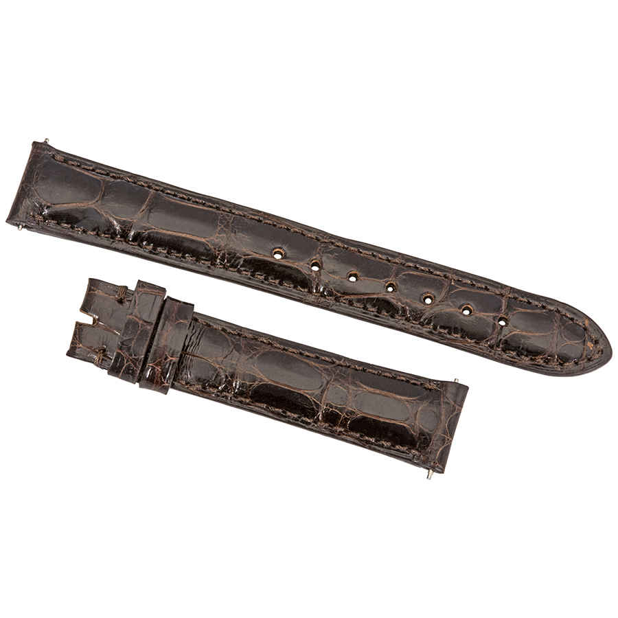 Hadley Roma 16 Mm Shiny Dark Brown Alligator Leather Strap