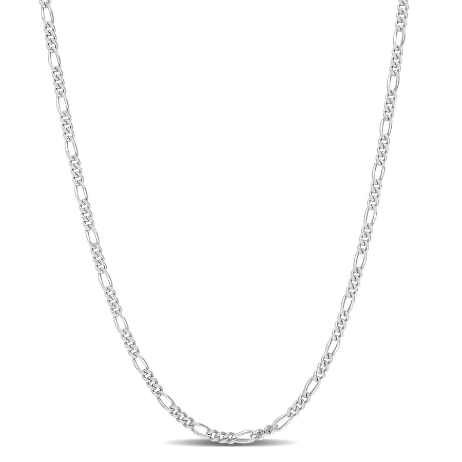 Amour 2.2 Mm Figaro Chain Necklace In Sterling Silver In White