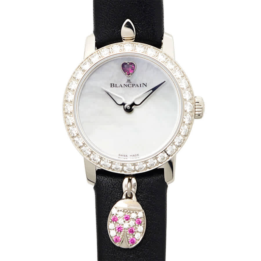 Shop Blancpain Ladybird Slim Automatic Ladies Watch 0063d-1954-63a In Black / Gold / Gold Tone / Mop / Mother Of Pearl / White