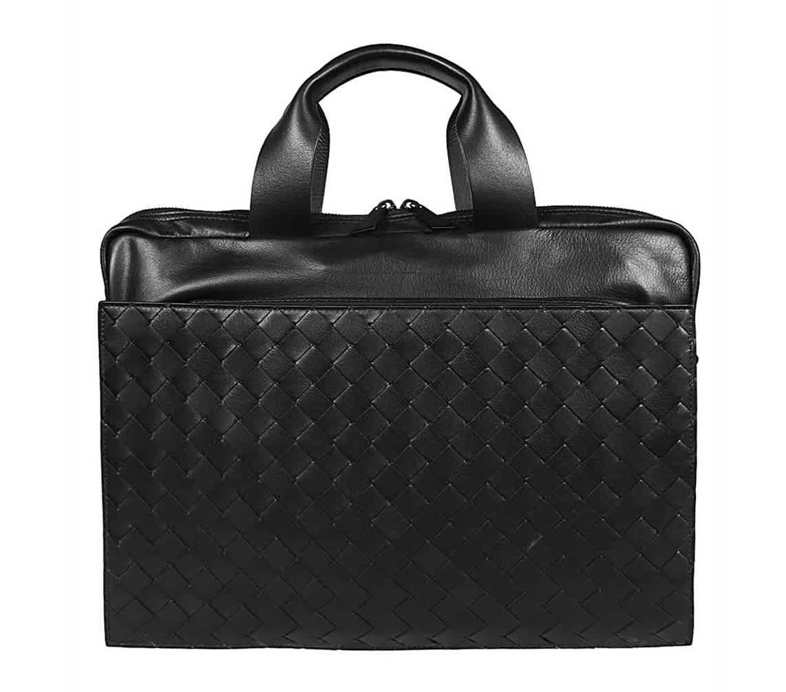 Bottega Veneta Intrecciato Ultra-light Leather Briefcase In Black