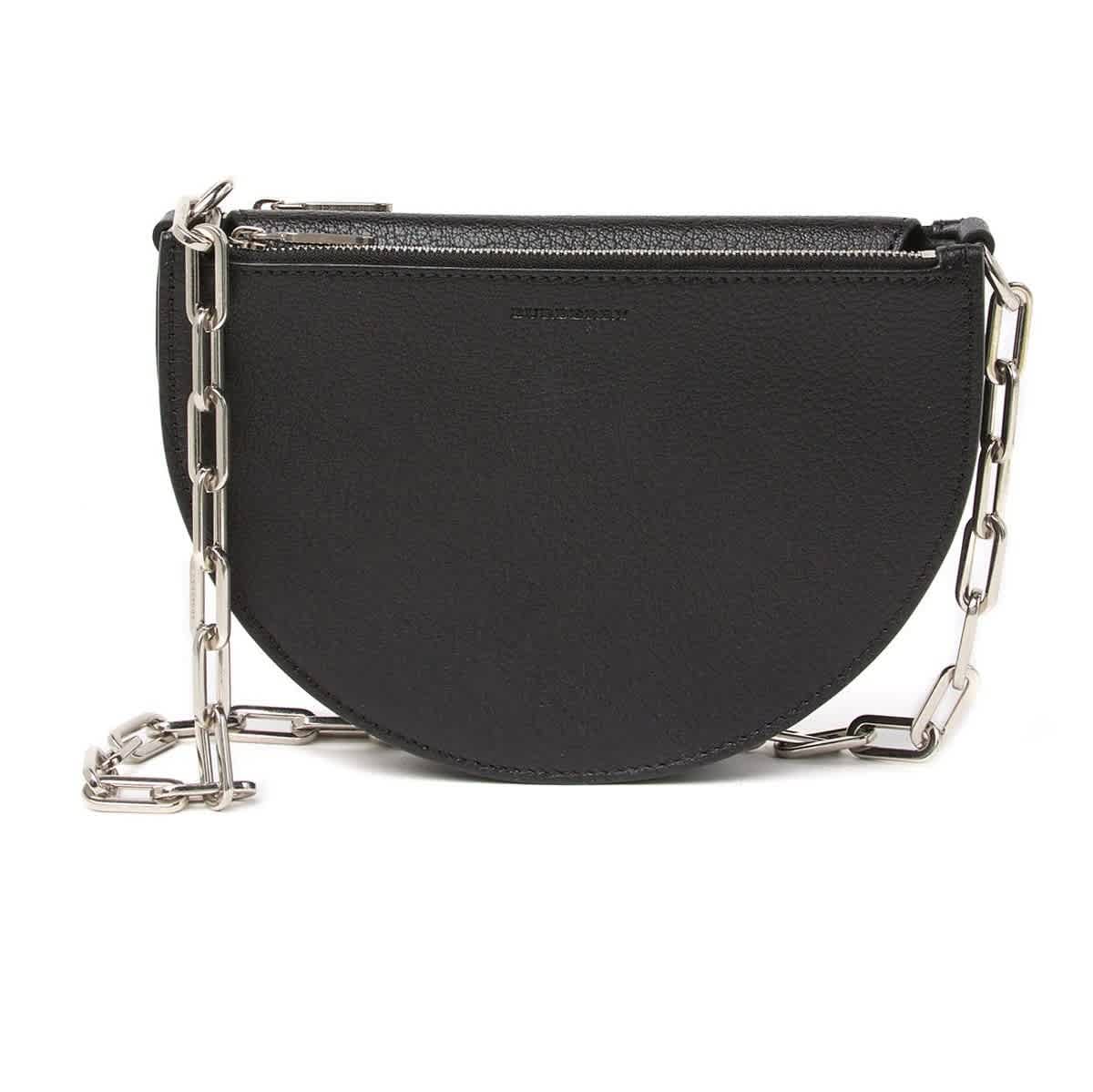 Burberry Pecan Chain Strap Leather Shoulder Bag In Black