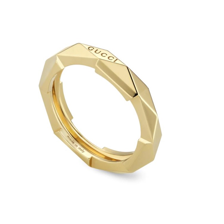 GUCCI GUCCI 18K YELLOW GOLD LINK TO LOVE STUDDED RING