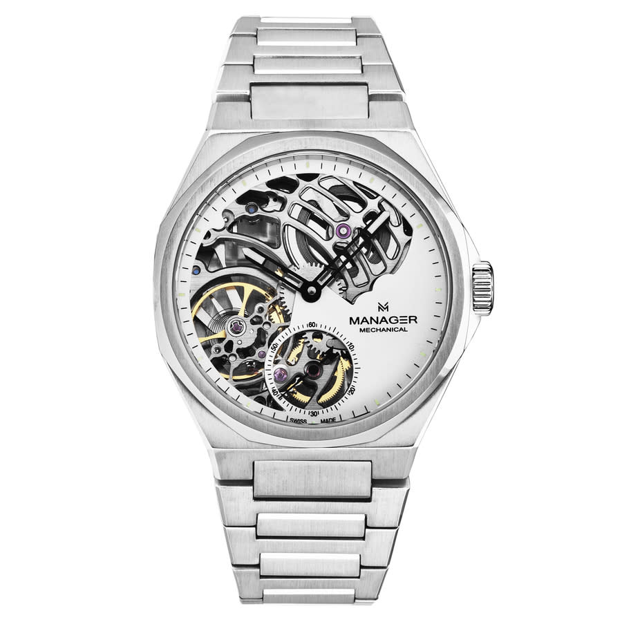 Manager Revolution Hand Wind White Dial Mens Watch Man-rm-04-sm In Black / White