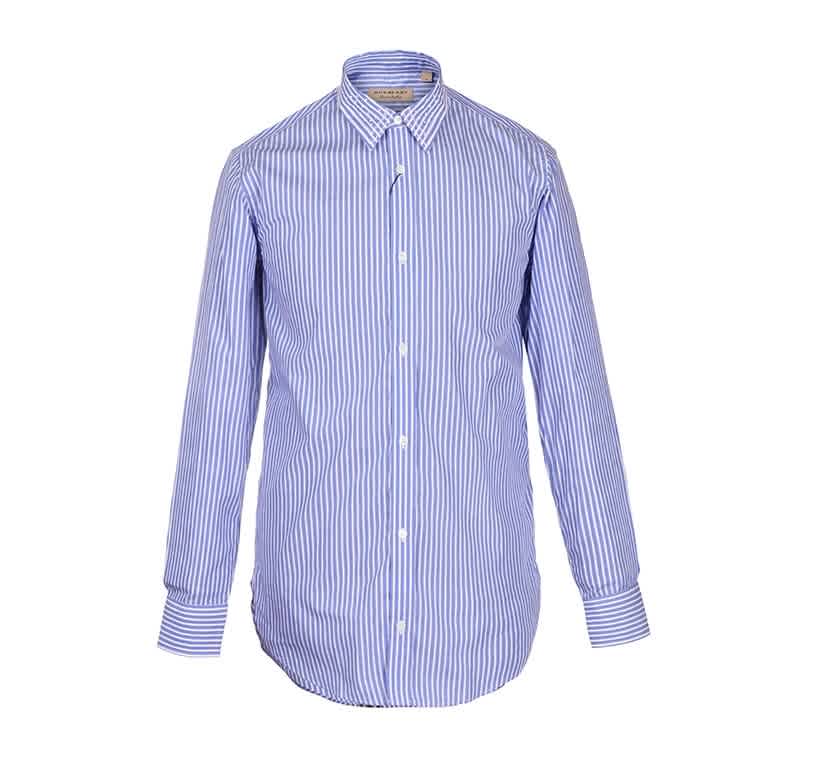 Burberry Strenton Cotton Striped Long-sleeve Shirt In Blue