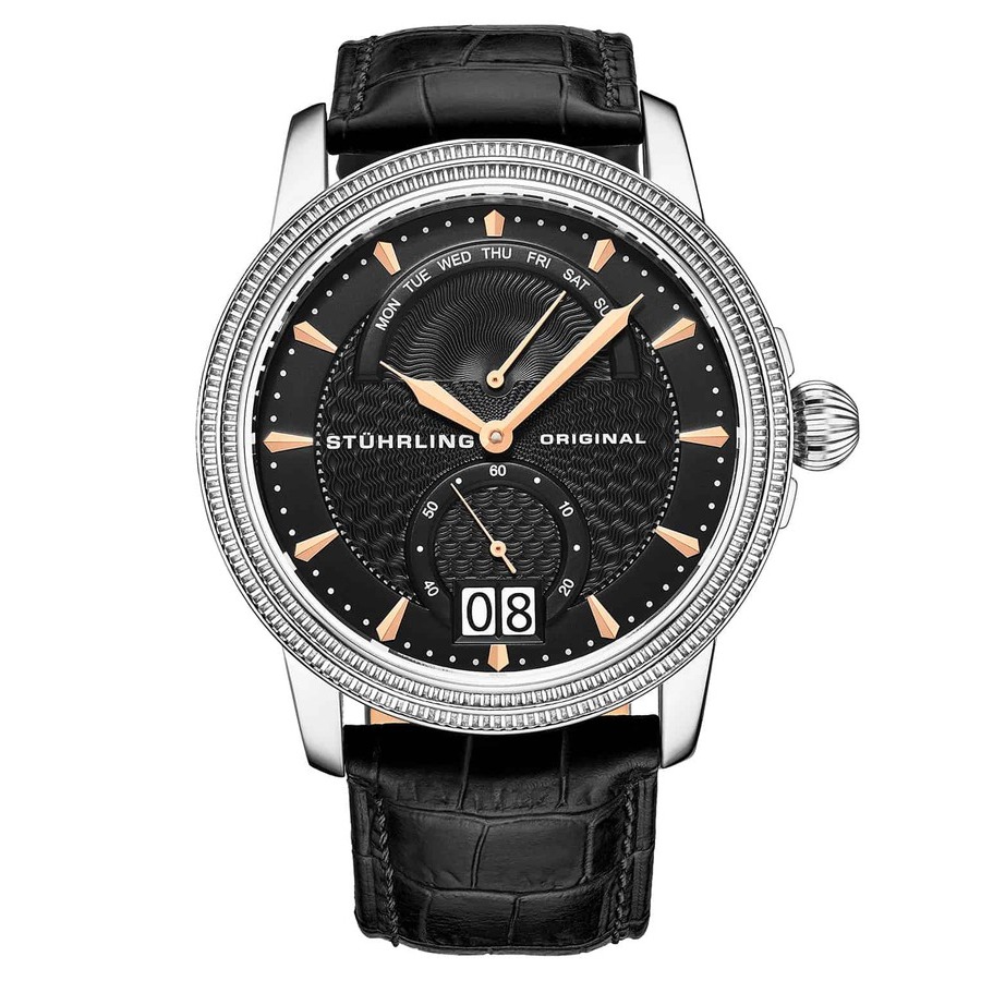 Stuhrling Original Symphony Black Dial Mens Watch M15455 In Black / Gold Tone / Rose / Rose Gold Tone