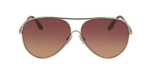 Victoria Beckham Wine, Orange Aviator Ladies Sunglasses Vb133s 711 61 In Gold Tone,orange,red