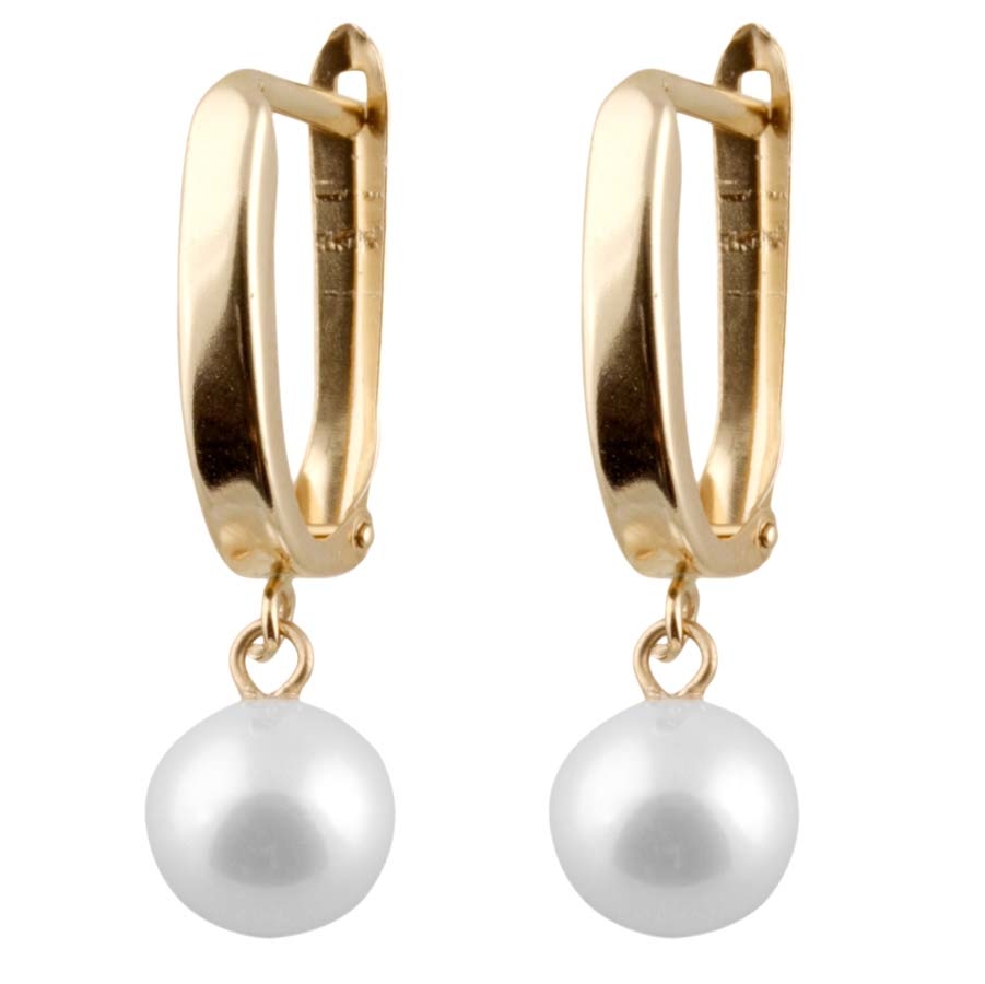 Bella Pearl 14k Gold Rectangle Earrings In Gold Tone,white