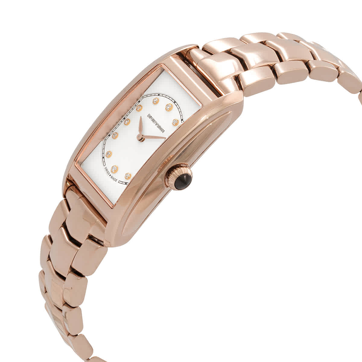 Shop Emporio Armani Swiss Made  Quartz Diamond White Dial Ladies Watch Ars8303 In Gold Tone / Rose / Rose Gold Tone / White