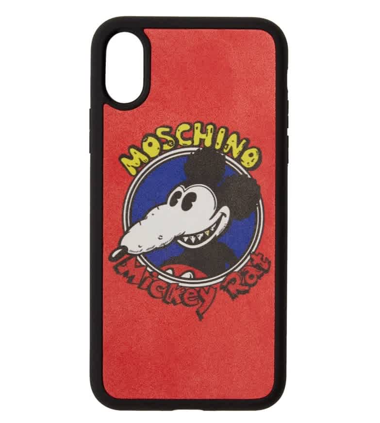 Moschino Mickey Printed Iphone X Cover In Red