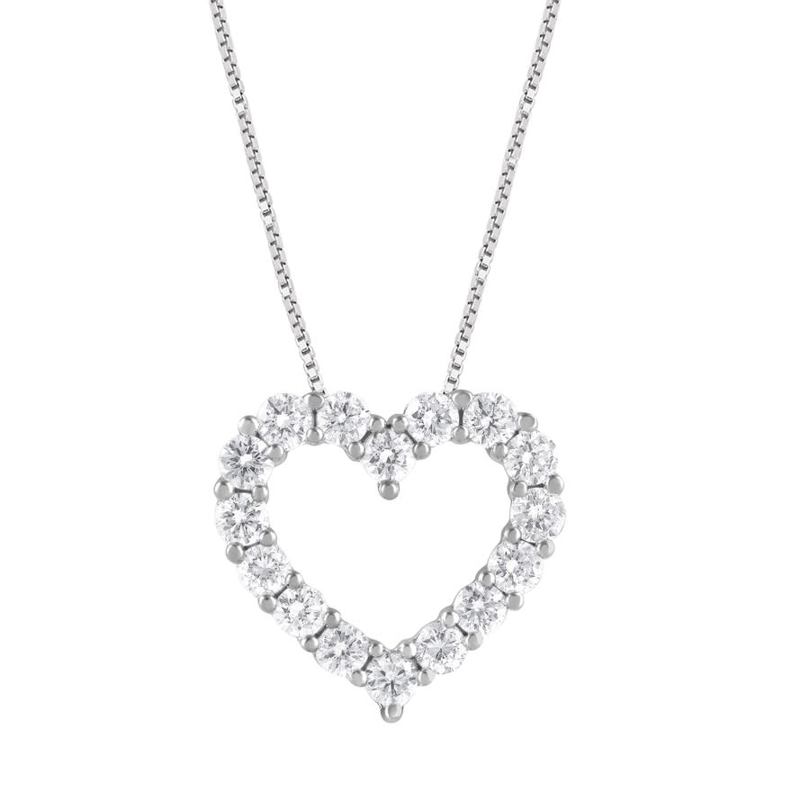 Brilliant Diamond 14k White Gold 1 Cttw Lab Grown Diamond Heart Pendant (g+