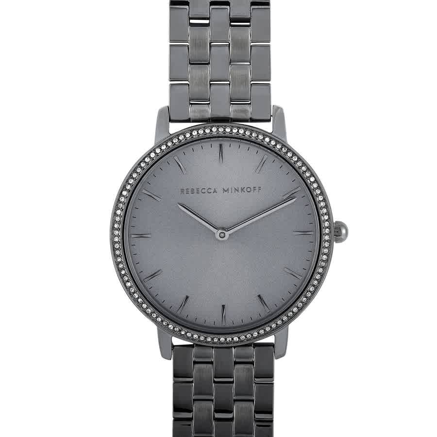 Shop Rebecca Minkoff Major Quartz Crystal Grey Dial Ladies Watch 2200350