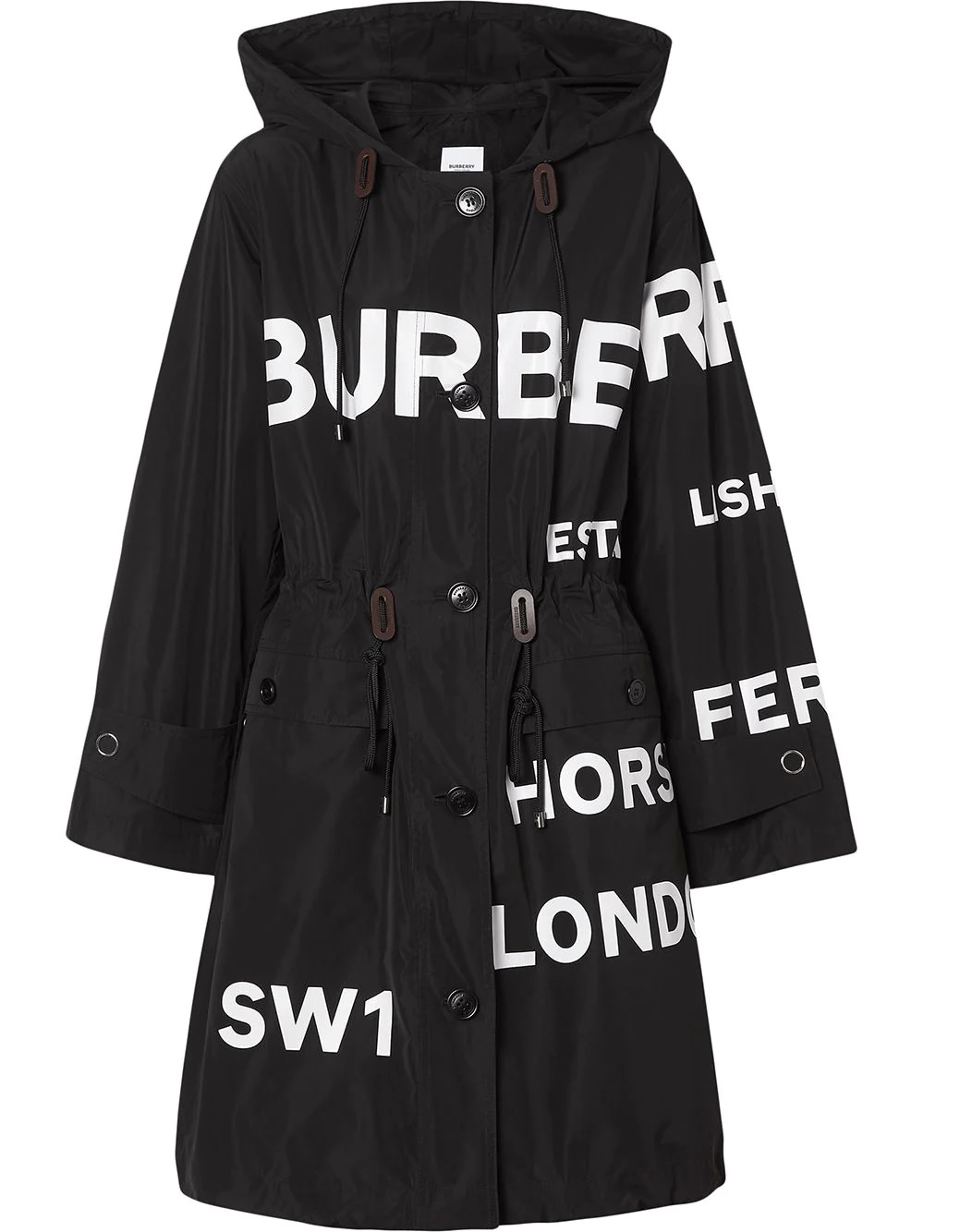 Burberry Ladies Horseferry Print Single-breasted Parka In Black