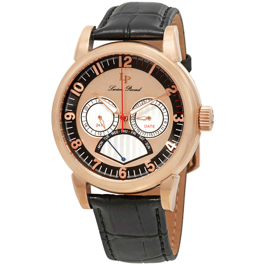 Lucien Piccard Montana Retrograde Day Mens Watch Lp-15051-rg-01 In Black / Gold Tone / Rose / Rose Gold Tone / Silver