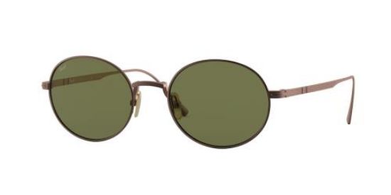 Persol Green Oval Titanium Unisex Sunglasses Po5001st 80034e 51 In Bronze / Green