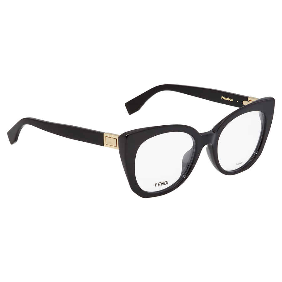 Fendi Black Gold Ladies Eyeglasses Ff027280750 In Black,gold Tone