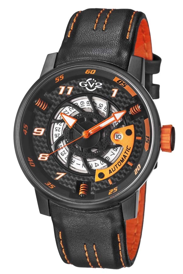 GV2 BY GEVRIL MOTORCYCLE SPORT AUTOMATIC BLACK DIAL MENS WATCH 1304