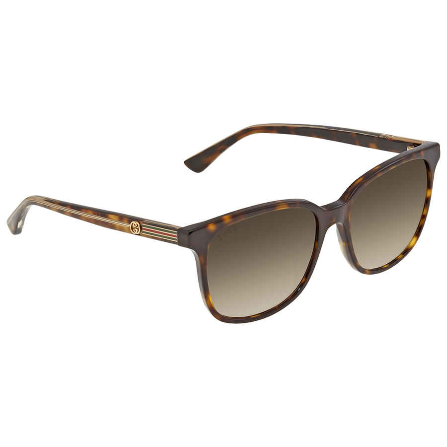 Gucci Brown Gradient Rectangular Ladies Sunglasses Gg0376s 002 54