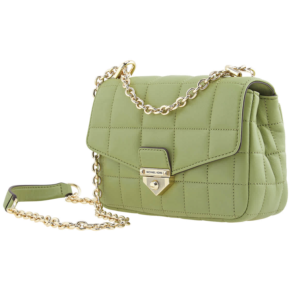 Michael Kors Ladies Soho Small Leather And Chain Shoulder Bag In Light Sage